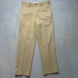 Haggar H26 Mens‎ Khaki Flat Front Polyester Dress Pants Size 34x32 Professional